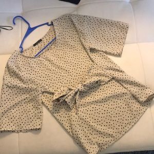 Cream tie-front blouse